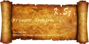 Krieger Szabina névjegykártya